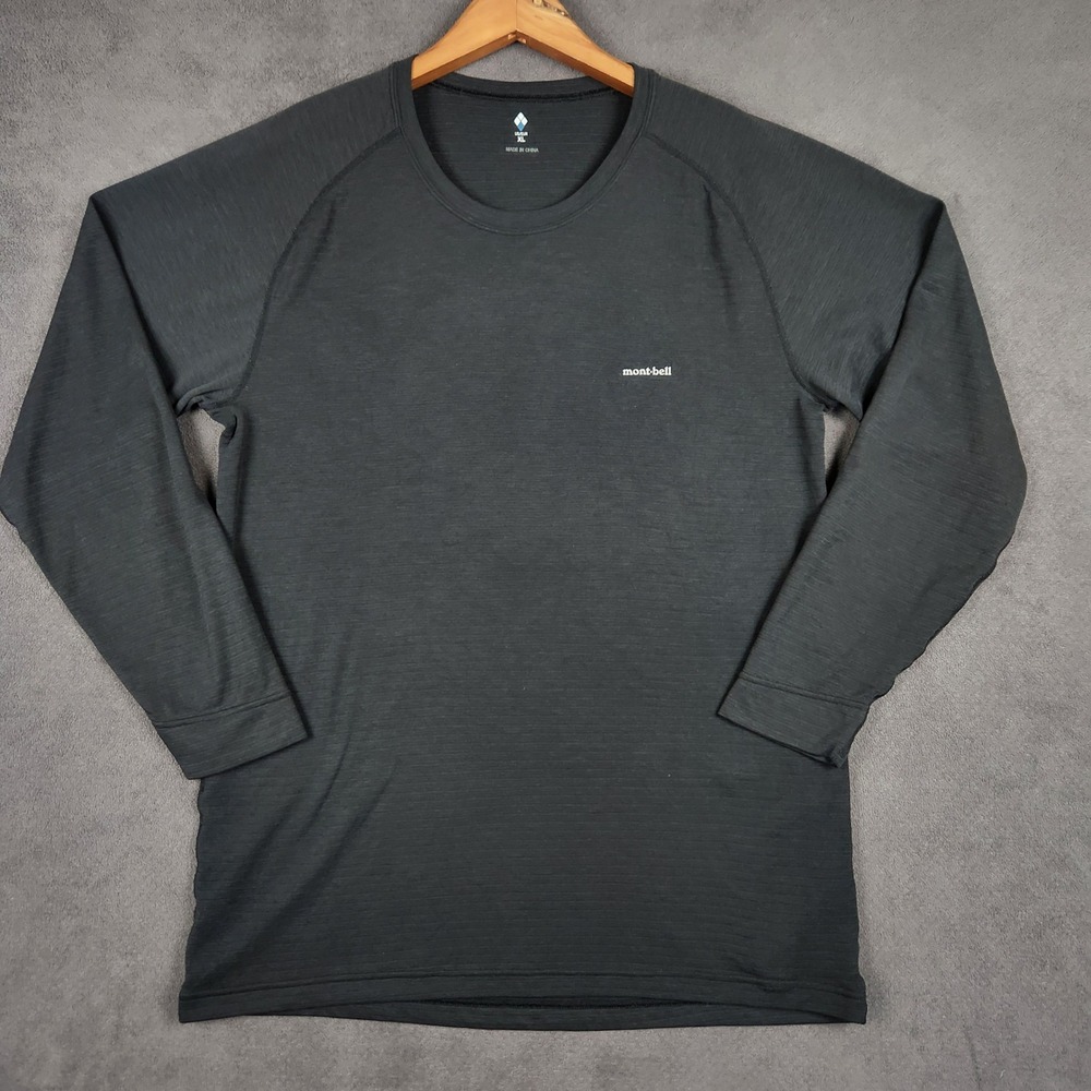 Montbell Zeoline Shirt Mens XL Black Long Sleeve‎ Mid Weight Base Layer 2307464